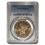 1904-S $20 Liberty Gold Double Eagle MS-61 PL PCGS