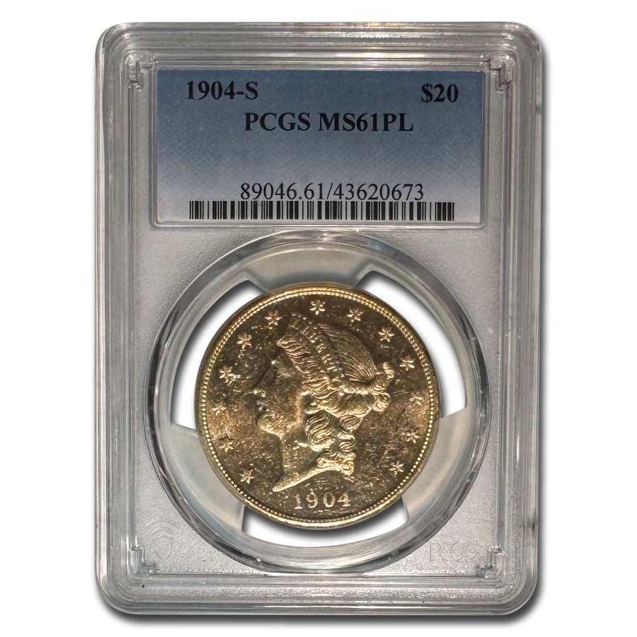 1904-S $20 Liberty Gold Double Eagle MS-61 PL PCGS