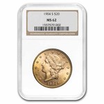1904-S $20 Liberty Gold Double Eagle MS-62 NGC