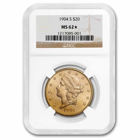 1904-S $20 Liberty Gold Double Eagle MS-62 NGC 1904-S $20 Liberty Gold Double Eagle MS-62 NGC