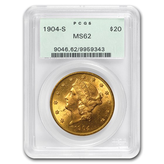 1904-S $20 Liberty Gold Double Eagle MS-62 PCGS