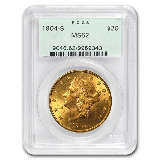 1904-S $20 Liberty Gold Double Eagle MS-62 PCGS 1904-S $20 Liberty Gold Double Eagle MS-62 PCGS