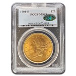 1904-S $20 Liberty Gold Double Eagle MS-63 PCGS CAC