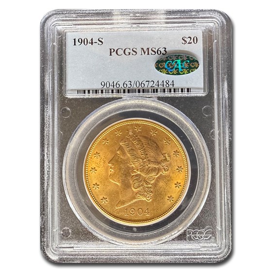 1904-S $20 Liberty Gold Double Eagle MS-63 PCGS CAC 1904-S $20 Liberty Gold Double Eagle MS-63 PCGS CAC