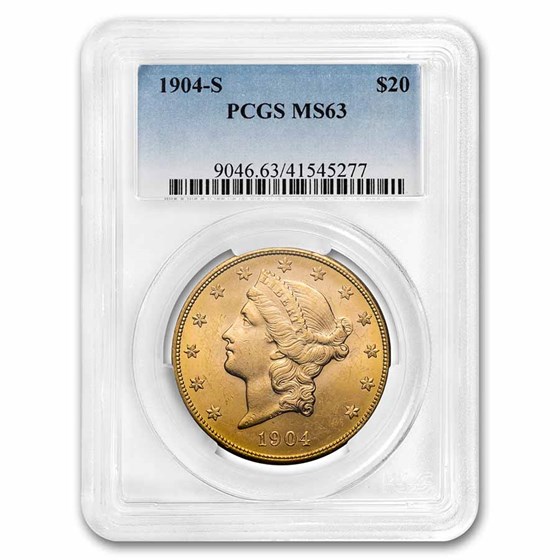 1904-S $20 Liberty Gold Double Eagle MS-63 PCGS