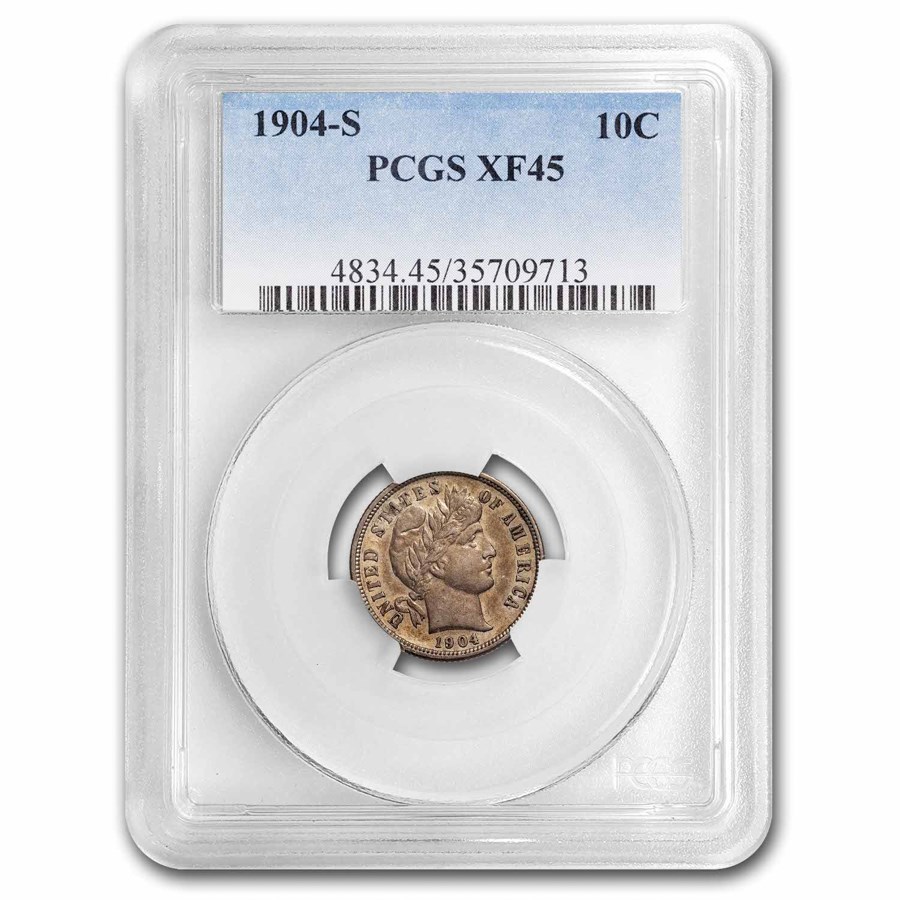 1904-S Barber Dime XF-45 PCGS