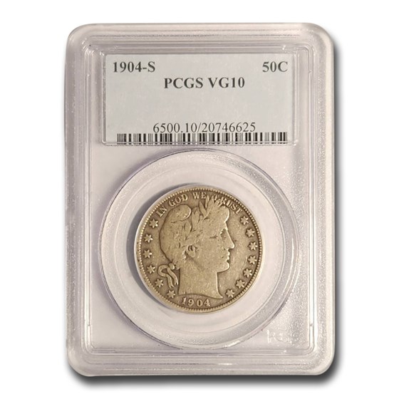 1904-S Barber Half Dollar VG-10 PCGS 1904-S Barber Half Dollar VG-10 PCGS