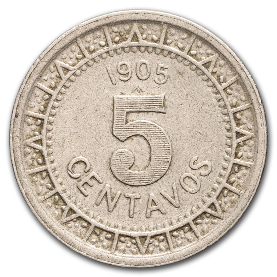 1905-1914 Mexico Nickel 5 Centavos Avg Circ