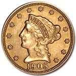 1905 $2.50 Liberty Gold Quarter Eagle AU