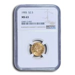 1905 $2.50 Liberty Gold Quarter Eagle MS-63 NGC