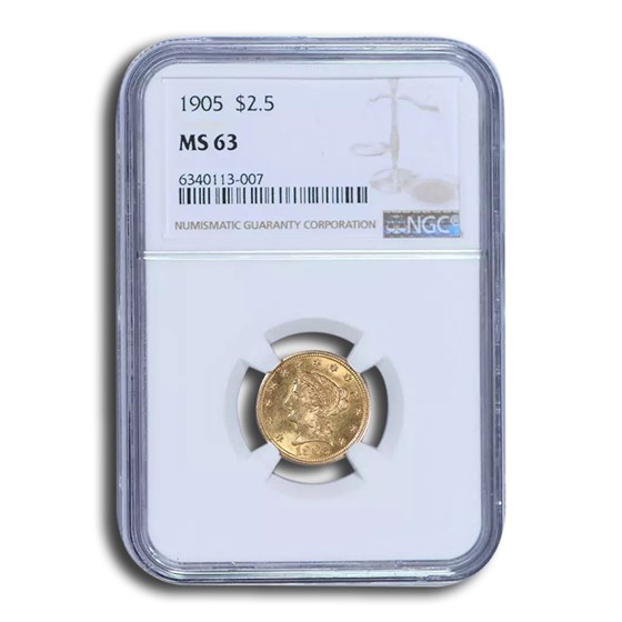 1905 $2.50 Liberty Gold Quarter Eagle MS-63 NGC 1905 $2.50 Liberty Gold Quarter Eagle MS-63 NGC