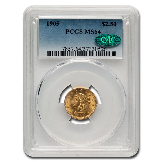 1905 $2.50 Liberty Gold Quarter Eagle MS-64 PCGS CAC 1905 $2.50 Liberty Gold Quarter Eagle MS-64 PCGS CAC