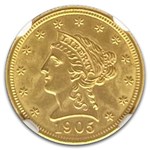 1905 $2.50 Liberty Gold Quarter Eagle MS-66 NGC