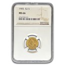 1905 $2.50 Liberty Gold Quarter Eagle MS-66 NGC