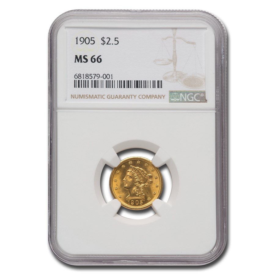 1905 $2.50 Liberty Gold Quarter Eagle MS-66 NGC