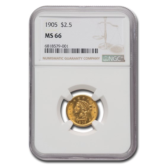 1905 $2.50 Liberty Gold Quarter Eagle MS-66 NGC 1905 $2.50 Liberty Gold Quarter Eagle MS-66 NGC