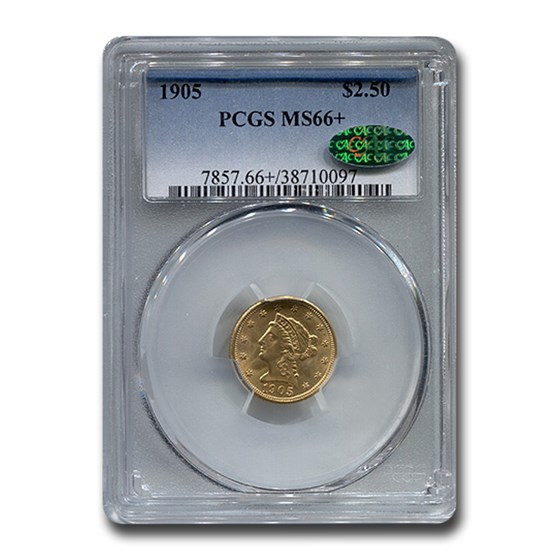 1905 $2.50 Liberty Gold Quarter Eagle MS-66+ PCGS CAC 1905 $2.50 Liberty Gold Quarter Eagle MS-66+ PCGS CAC