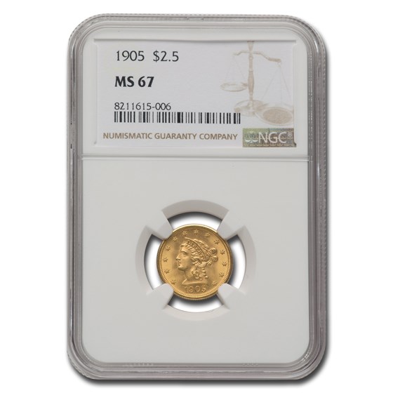 1905 $2.50 Liberty Gold Quarter Eagle MS-67 NGC 1905 $2.50 Liberty Gold Quarter Eagle MS-67 NGC