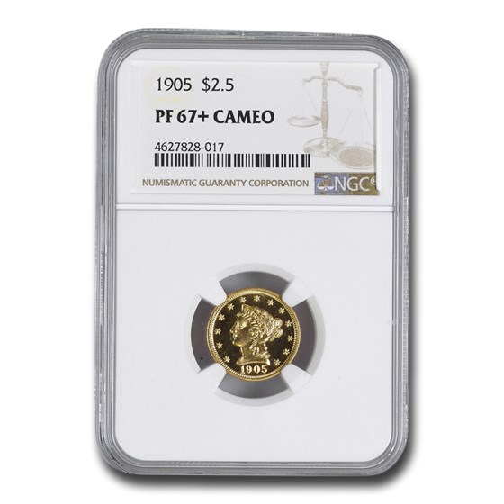1905 $2.50 Liberty Gold Quarter Eagle PF-67+ Cameo NGC 1905 $2.50 Liberty Gold Quarter Eagle PF-67+ Cameo NGC