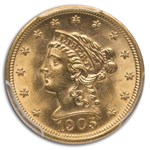 1905 $2.50 Liberty Gold Quarter Eagle MS-65 PCGS