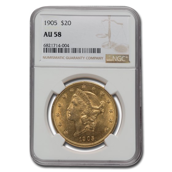 1905 $20 Liberty Gold Double Eagle AU-58 NGC 1905 $20 Liberty Gold Double Eagle AU-58 NGC