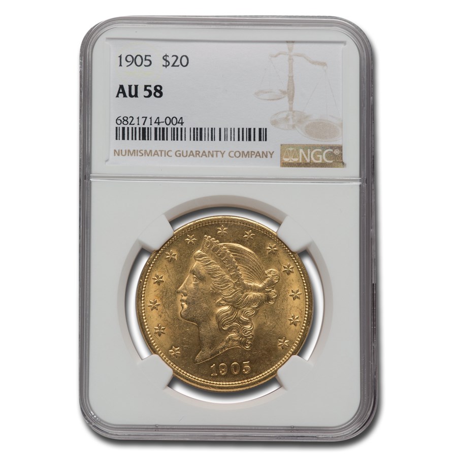 1905 $20 Liberty Gold Double Eagle AU-58 NGC