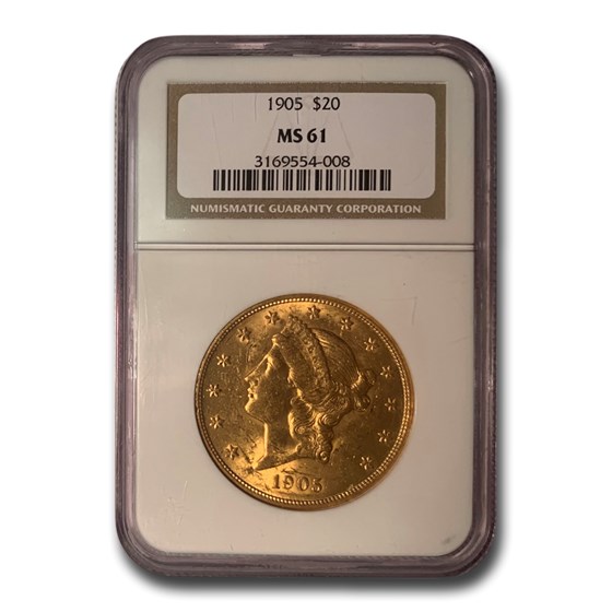 1905 $20 Liberty Gold Double Eagle MS-61 NGC 1905 $20 Liberty Gold Double Eagle MS-61 NGC