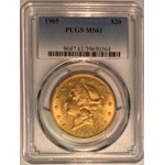 1905 $20 Liberty Gold Double Eagle MS-61 PCGS