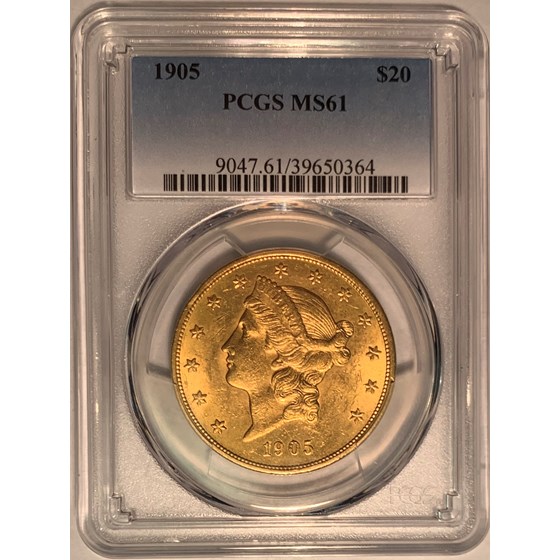 1905 $20 Liberty Gold Double Eagle MS-61 PCGS