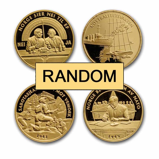 1905-2005 Norway 1/2 oz Gold Medal (Random Date/Motif) 1905-2005 Norway 1/2 oz Gold Medal (Random Date/Motif)