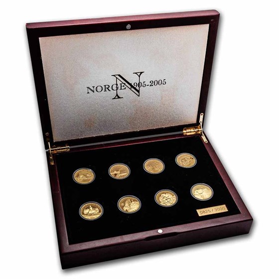 1905-2005 Norway Gold 1/2oz Eight Medal Collection (4oz) 1905-2005 Norway Gold 1/2oz Eight Medal Collection (4oz)