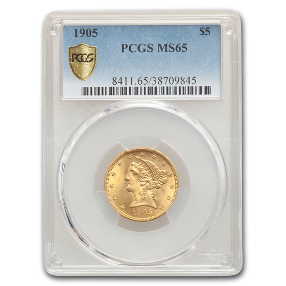 1905 $5 Liberty Gold Half Eagle MS-65 PCGS 1905 $5 Liberty Gold Half Eagle MS-65 PCGS