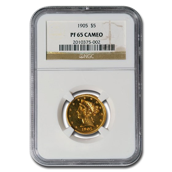 1905 $5 Liberty Gold Half Eagle PF-65 Cameo NGC 1905 $5 Liberty Gold Half Eagle PF-65 Cameo NGC