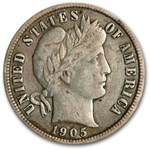 1905 Barber Dime Fine