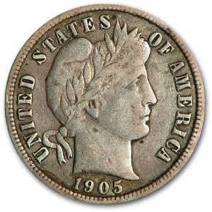 1905 Barber Dime Fine 1905 Barber Dime Fine