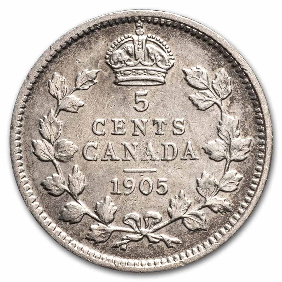 1905 Canada Silver 5 Cents Edward VII AU