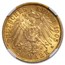 1905 F German States Wurttemberg Gold 20 Mark AU-58 NGC