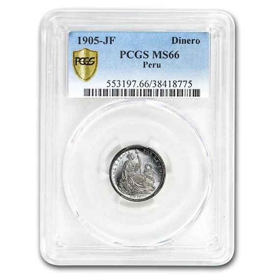 1905-FG Peru Silver Dinero MS-66 PCGS 1905-FG Peru Silver Dinero MS-66 PCGS