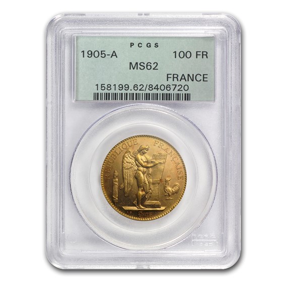 1905 France Gold 100 Francs Angel MS-62 PCGS 1905 France Gold 100 Francs Angel MS-62 PCGS