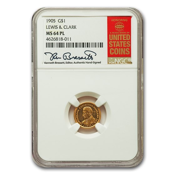 1905 Gold $1.00 Lewis & Clark MS-64 NGC (PL) 1905 Gold $1.00 Lewis & Clark MS-64 NGC (PL)