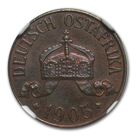 1905-J German East Africa 1/2 Heller MS-64 NGC (Brown) 1905-J German East Africa 1/2 Heller MS-64 NGC (Brown)