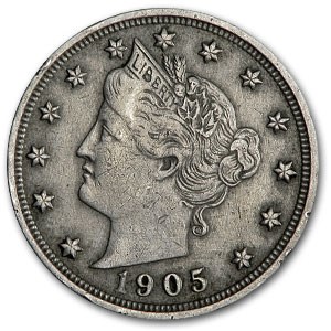 1905 Liberty Head V Nickel Good+ 1905 Liberty Head V Nickel Good+