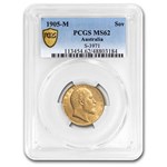 1905-M Australia Gold Sovereign Edward VII MS-62 PCGS