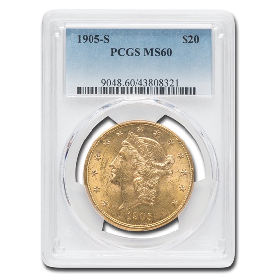 1905-S $20 Liberty Gold Double Eagle MS-60 PCGS 1905-S $20 Liberty Gold Double Eagle MS-60 PCGS