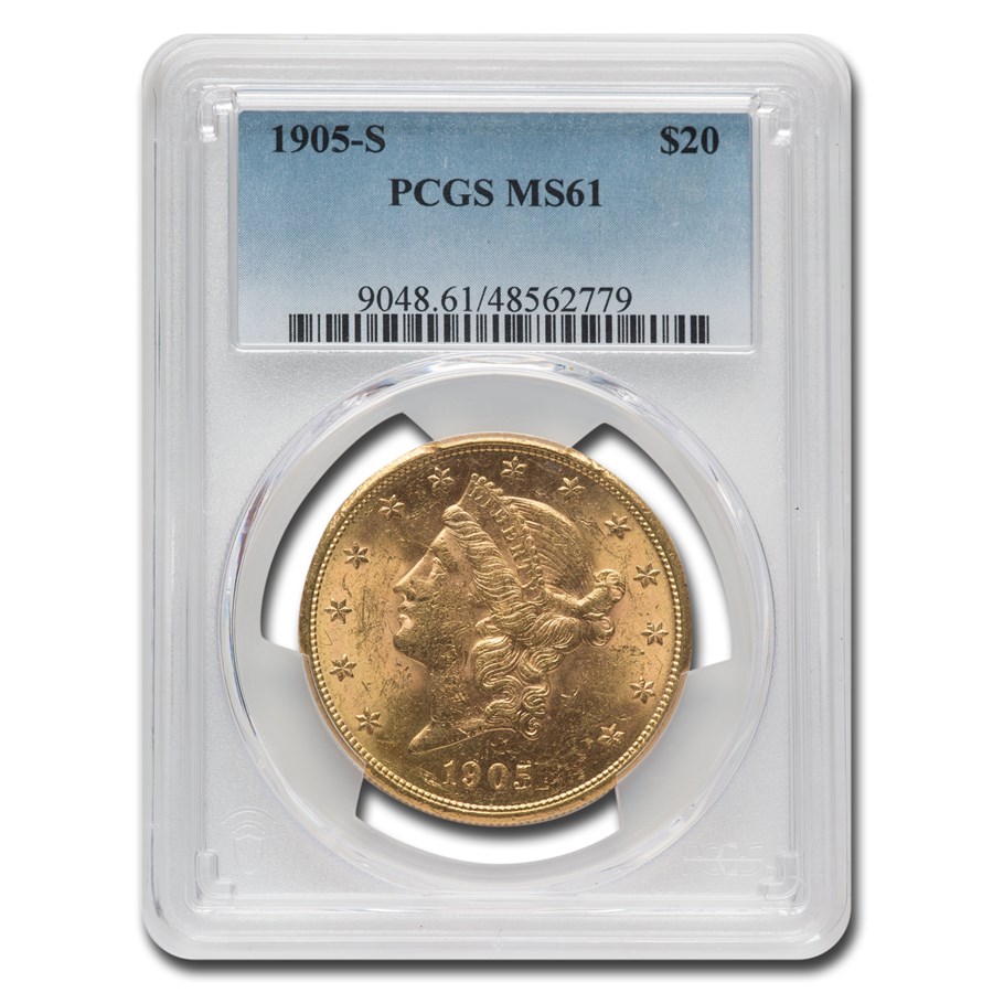 1905-S $20 Liberty Gold Double Eagle MS-61 PCGS