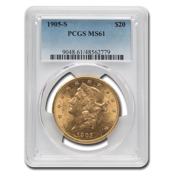 1905-S $20 Liberty Gold Double Eagle MS-61 PCGS 1905-S $20 Liberty Gold Double Eagle MS-61 PCGS