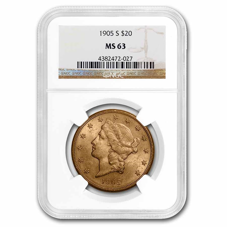 1905-S $20 Liberty Gold Double Eagle MS-63 NGC