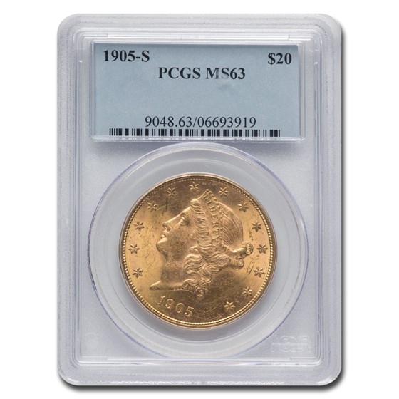 1905-S $20 Liberty Gold Double Eagle MS-63 PCGS