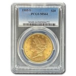 1905-S $20 Liberty Gold Double Eagle MS-64 PCGS