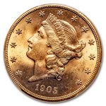 1905-S $20 Liberty Gold Double Eagle MS-64+ PCGS